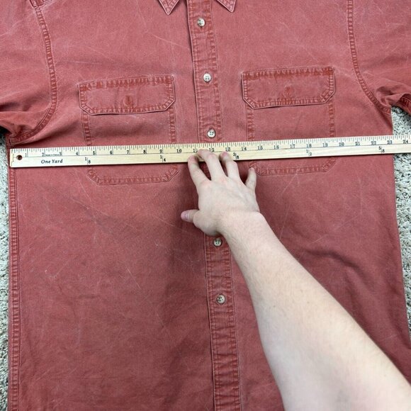 L.L. Bean Men's Size Medium REG 0FCW7 Cotton Button Front Shirt Acid Wash Orange - Picture 6 of 9